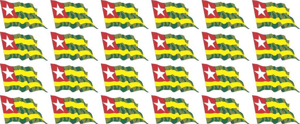 Mini Aufkleber Set - Pack wehend - 33x20mm - selbstklebender Sticker - Togo - Flagge / Banner / Standarte fürs Auto, Büro, zu Hause und die Schul...
