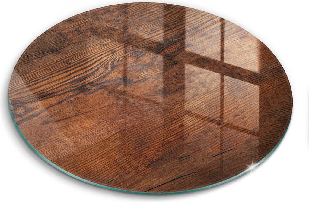 Glasschneideplatte - Herdabdeckplatte - fi40 cm -Schneidebrett - Spritzschutz - Dunkler Holzbrett