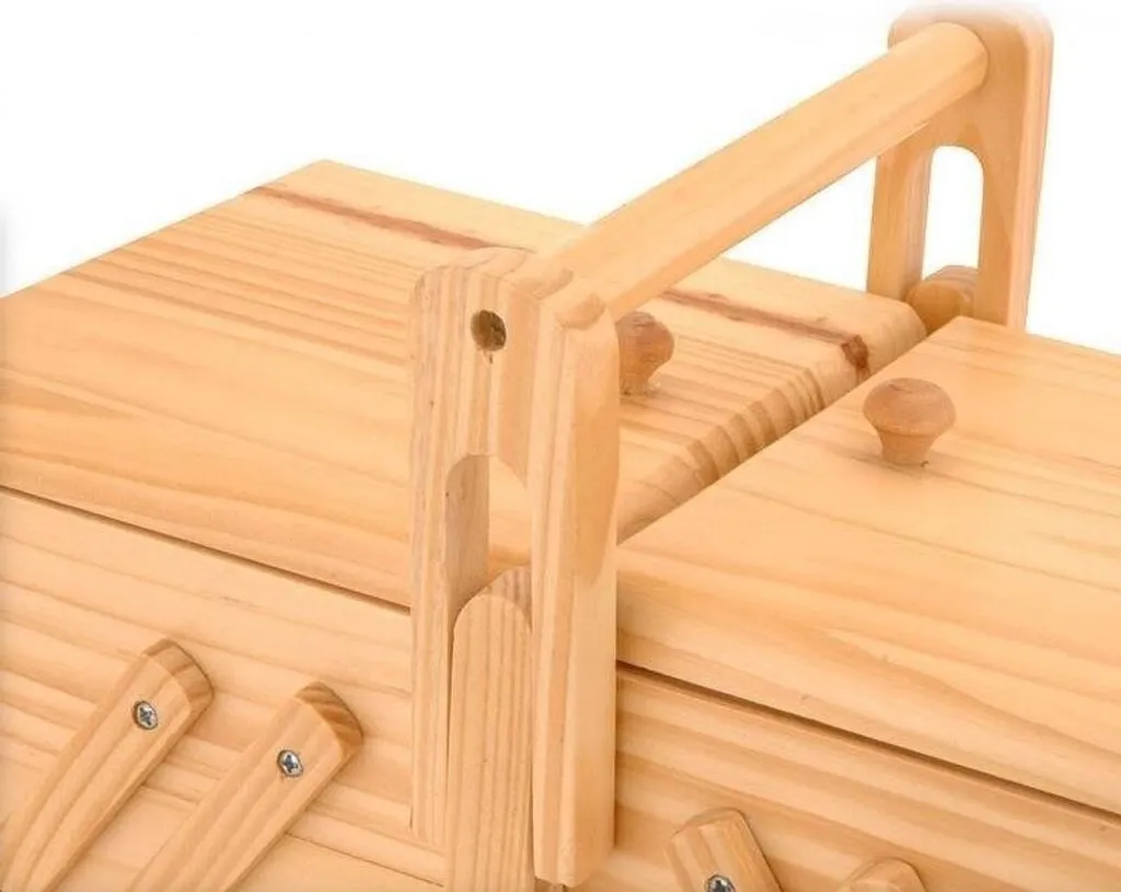 Boîte en bois 5 compartiments robuste avec poignée ergonomique - 3