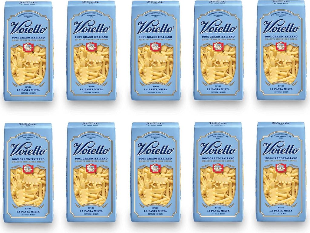10x Voiello La Pasta Mista n°126 Pasta 100% Italienischer Weizen 500g Teigwaren aus Hartweizengrieß Bronze-Zeichnung