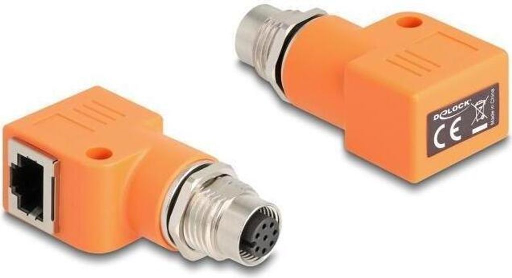 DELOCK M12 Adapter A-kodiert 8 Pin Bu zu RJ45 Bu gewinkelt
