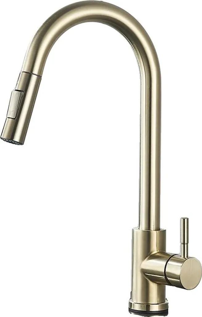 Rubinetto Cucina Oro Spazzolato Monocomando - Doccetta Spray Estraibile