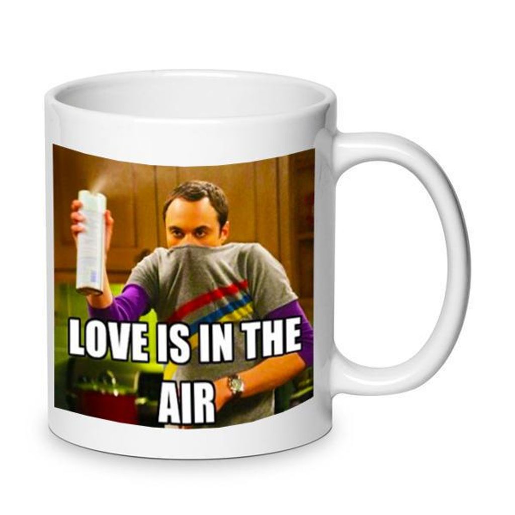 Valentinstag Porzellan Tasse „Love is in the Air Spruch Motiv“ No.18 – 330 ml