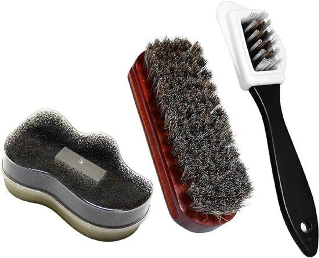 Brosse daim et nubuck 4 en 1, brosse combinée noire poils nylon et laiton