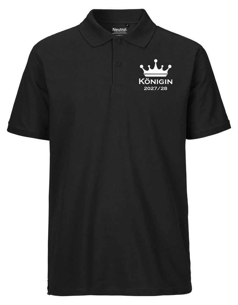 Huuraa Herren Polo Shirt Königin 2027/28 Krone Schüztenkönigin 3XL Black Bio Baumwolle Fairtrade Poloshirt Geschenkidee