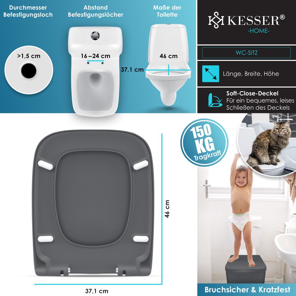 KESSER® WC Sitz mit Absenkautomatik Toilettendeckel Produktbild 8