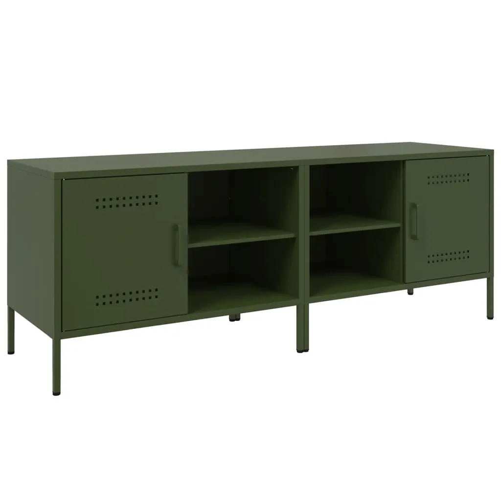 Set 2 Mobiletti TV vidaXL Verde Oliva Acciaio 68x39x50,5 cm Robusti