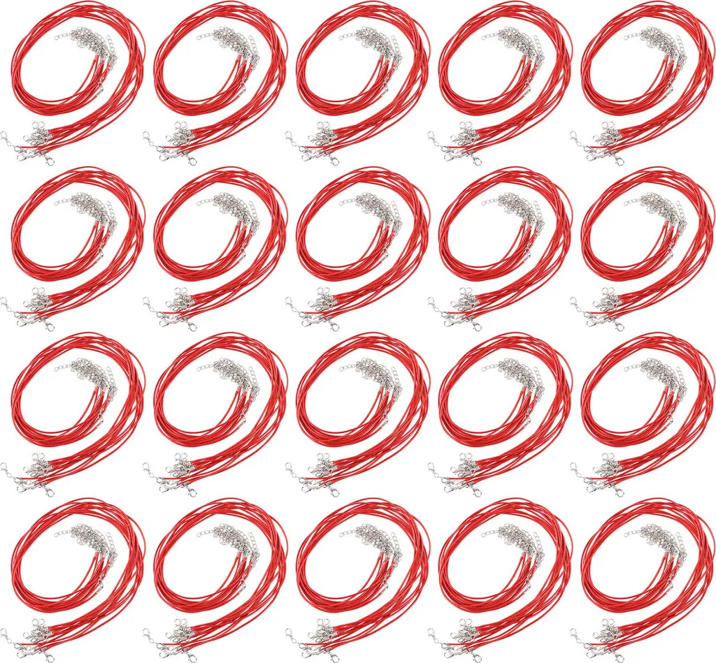 Collier Cordon Rouge DIY : Lot de 200 Fils Cirés Ajustables avec Fermoirs