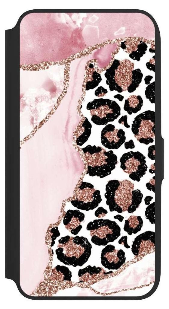 NIVOCASE Klapphülle für Samsung Galaxy A16 5G Handyhülle aus Kunst Leder NIVOflip schwarz Glitzer Look Leopard Marmor