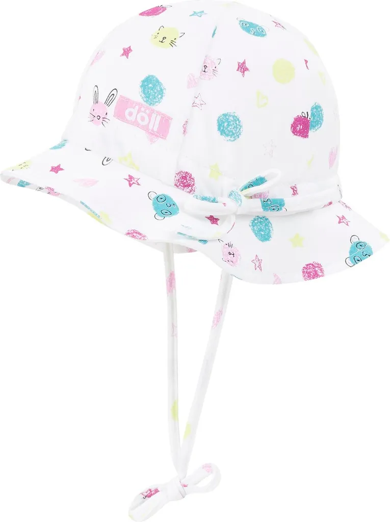 Cappello Estivo Döll Bambina Bianco Stampe Animali: Protezione UV Cotone