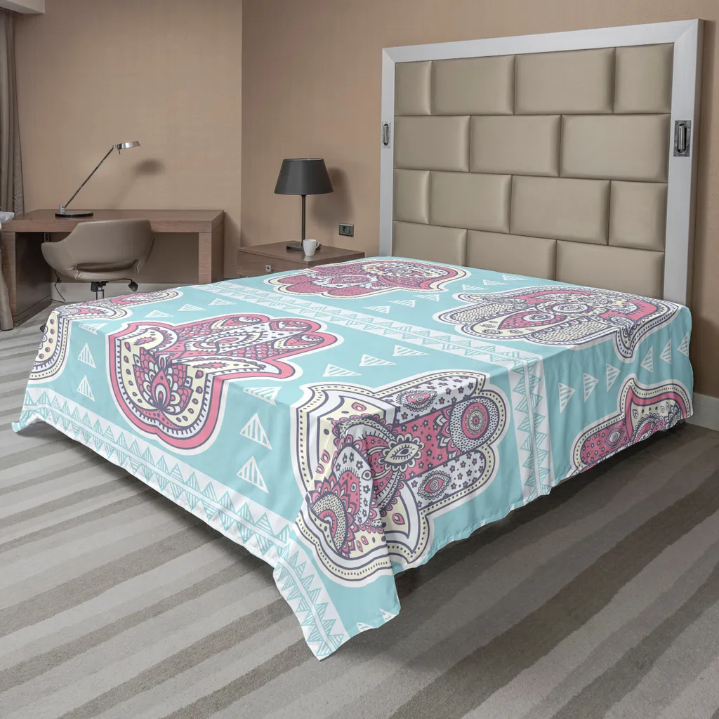 Linge de Lit Bohème Drap de Dessus 275x260 cm pour Chambre Zen