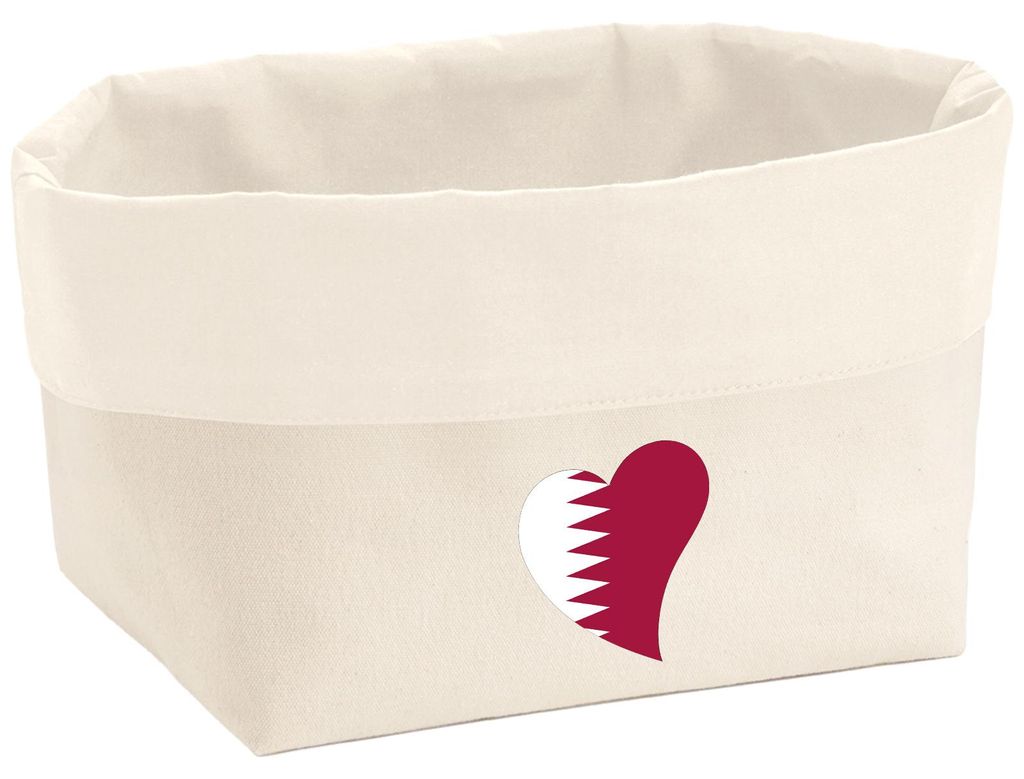 Huuraa Organizer Katar Flagge Herz 3 Liter Medium Canvas Baumwolle Utensilo Geschenkidee