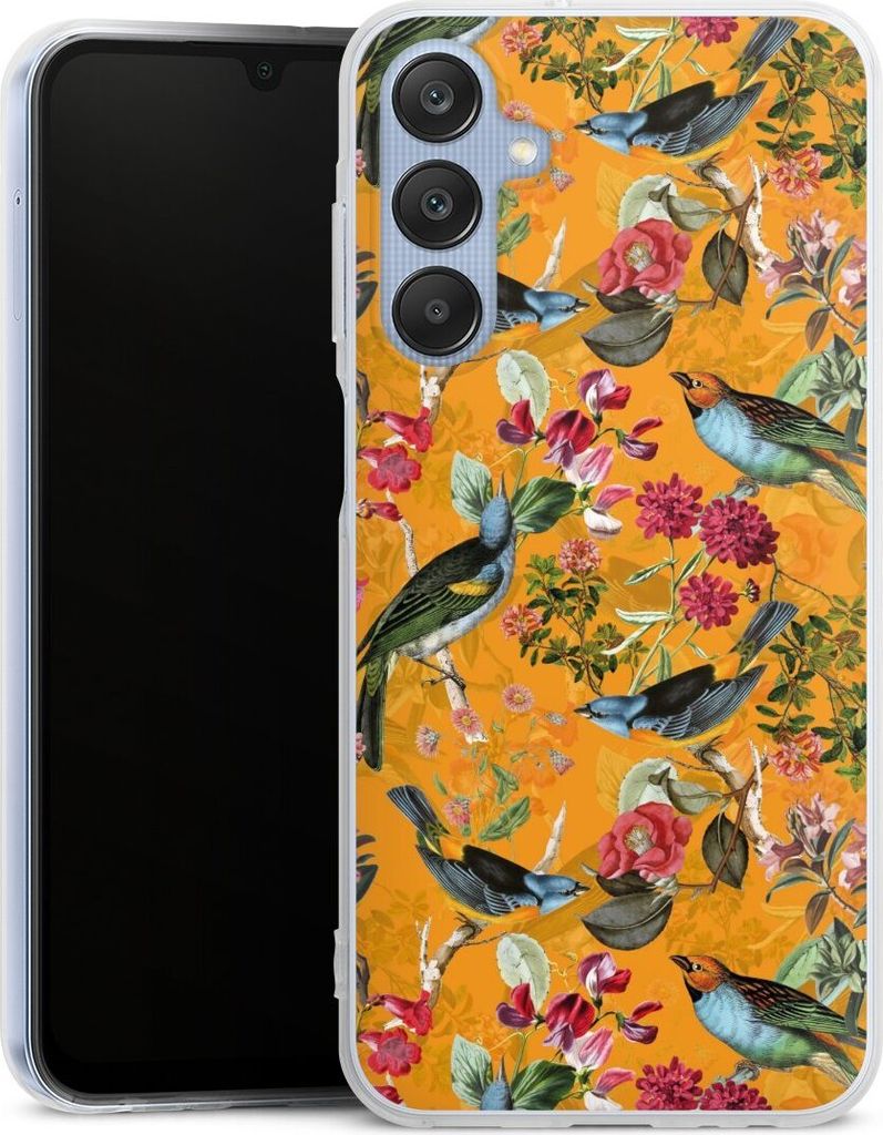 DeinDesign Handyhülle für Samsung Galaxy A25 5G Silikon Hülle Case Smartphone Schutzhülle Blumen Dschungel Vogel