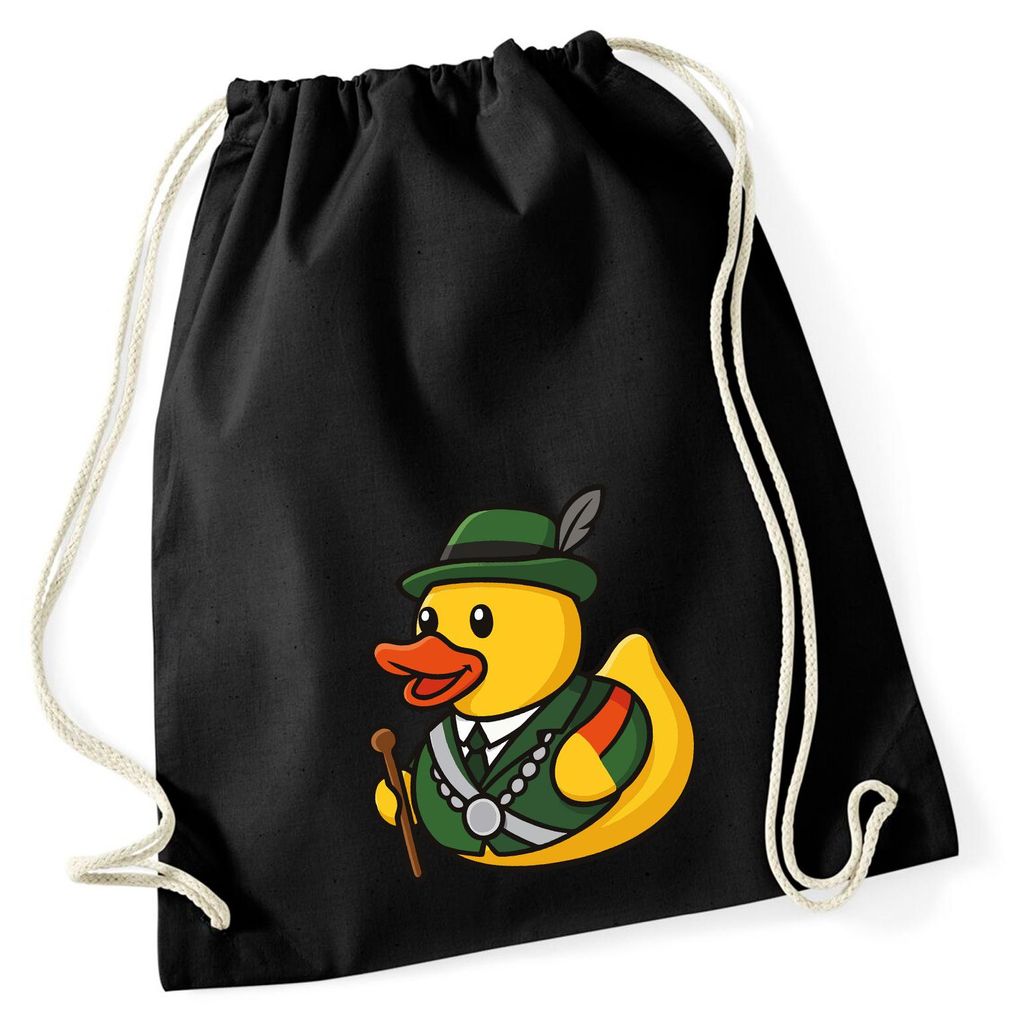 Huuraa Turnbeutel Quietscheente Schützenkönig Gummiente Schützenfest 12 Liter Black Baumwolle Rucksack Geschenkidee
