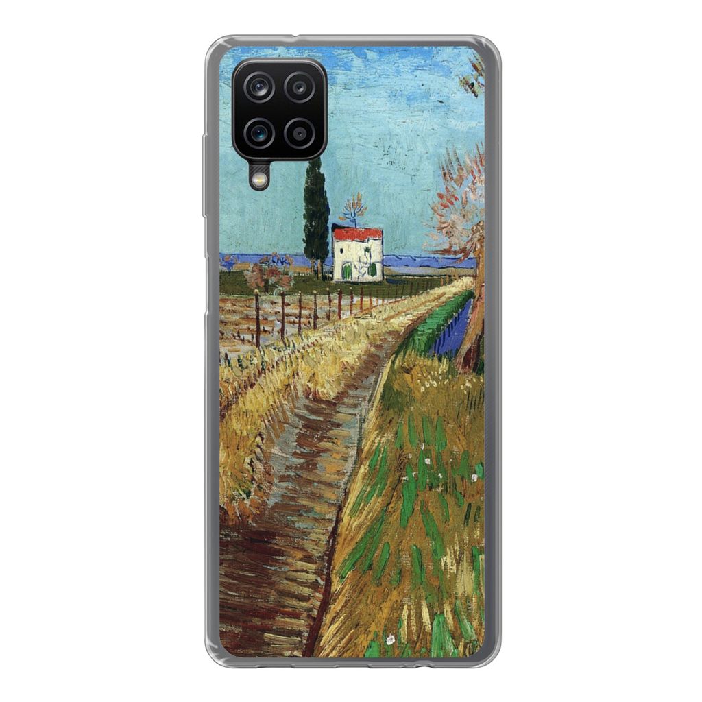 MuchoWow Handyhülle Schutzhülle Hülle für Samsung Galaxy A12 Weg durch ein Weidenfeld - Vincent van Gogh Silikon Softcase Handy Hülle - Bild