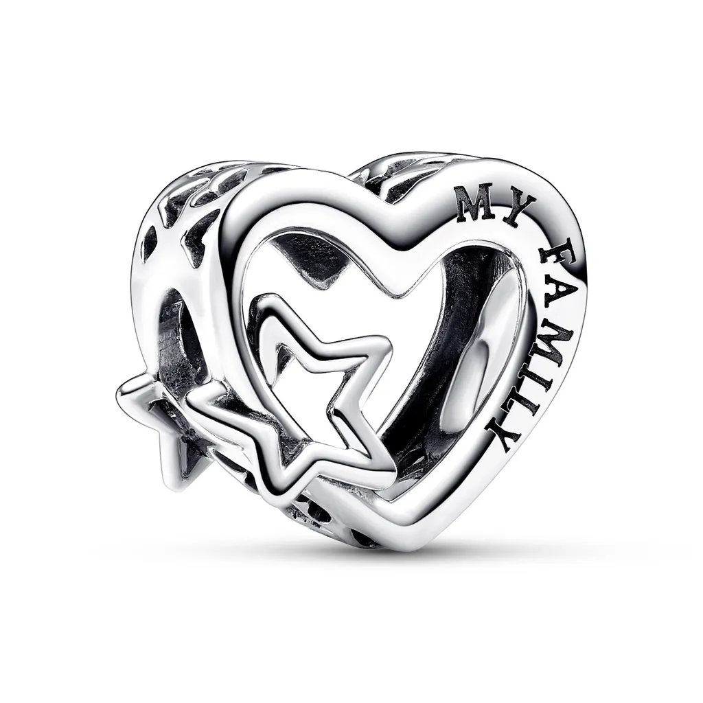 Bijou Pandora Argent 792829C00 avec Gravure Cœur et Étoile Scintillante