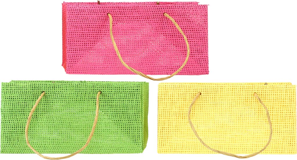 Geschenktüten Papier Bunt 20×10×10 cm 6er-Set mit Henkeln Gewebte Optik umweltfreundlich, 6 Stück