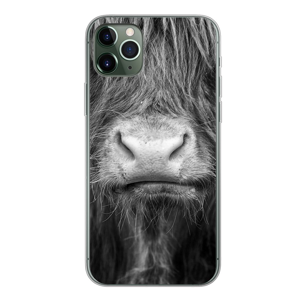 MuchoWow Handyhülle Schutzhülle Hülle für iPhone 11 Pro Max Schottischer Highlander - Haare - Tiere Silikon Softcase Handy Hülle - Schutz