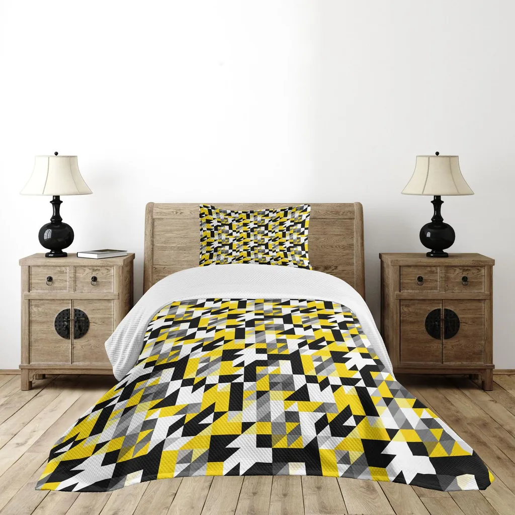 ABAKUHAUS Set Copriletto 170x220 cm Stampa Digitale Geometrica