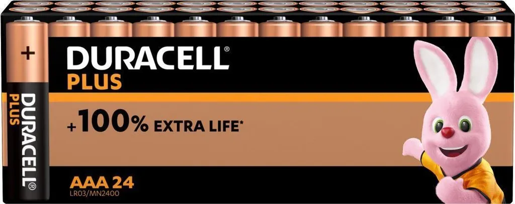 Duracell Plus MN2400 Micro AAA 1,5V - Pack de 24 Piles Alcalines Longue Durée
