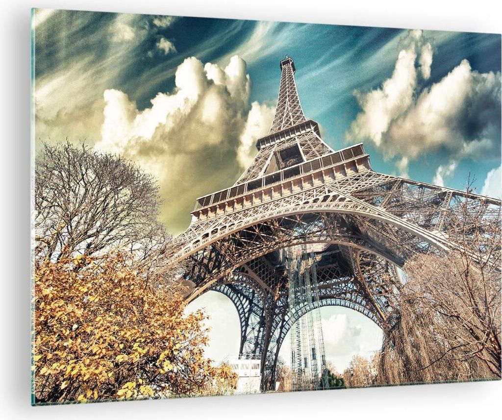 Bilder auf glas - Eiffel technik europa frankreich - 70x50cm - Glasbilder - Wandbilder - Kunstdruck - zum Aufhängen bereit - Wanddekoration aus Gl...