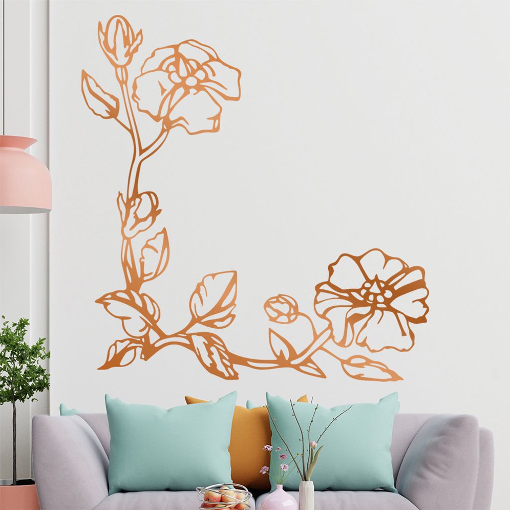 Blumen - Ranken Wandtattoo in 6 Größen - Wandaufkleber Wall Sticker - Dekoration, Küche, Wohnzimmer, Schlafzimmer, Badezimmer