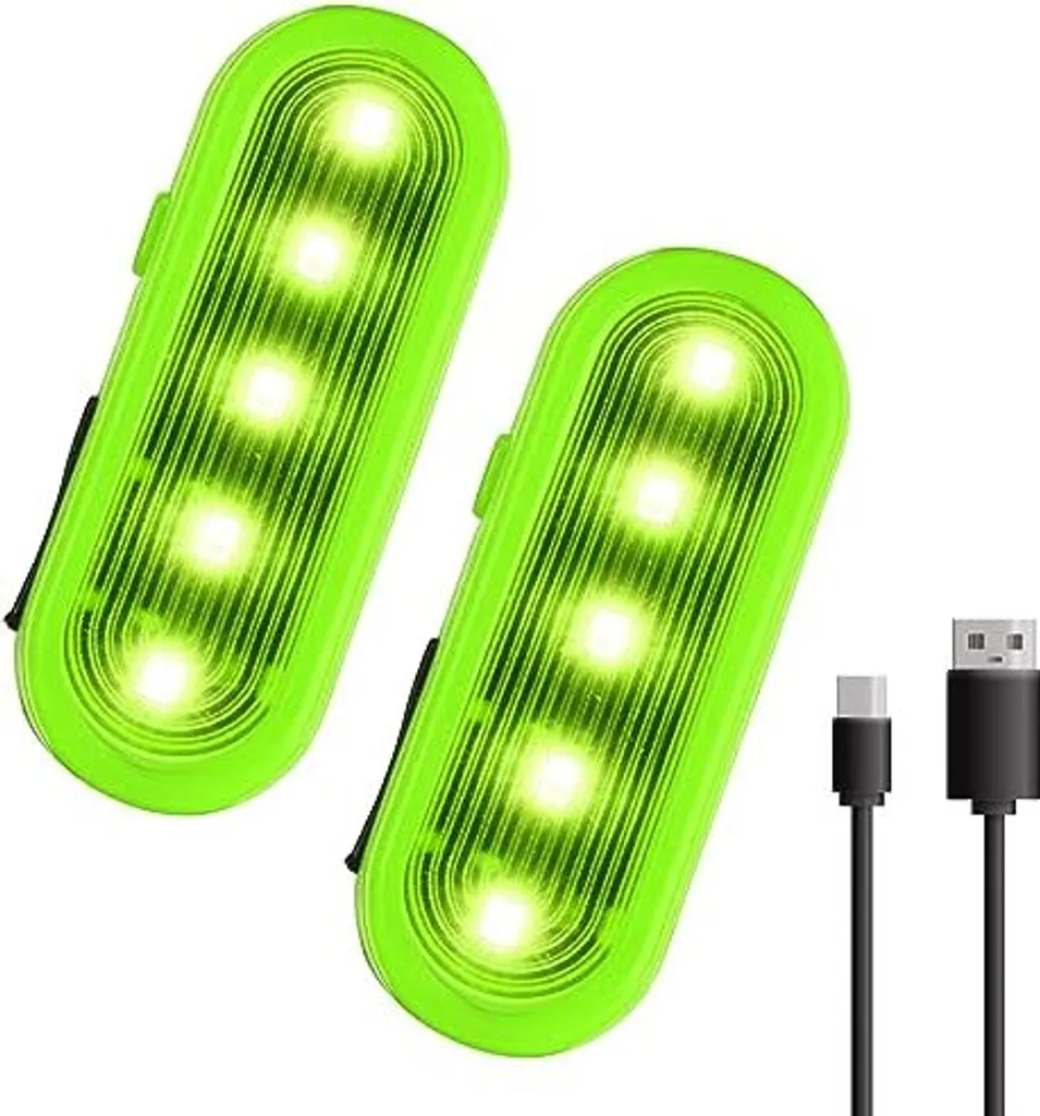 Torcia LED di sicurezza USB ricaricabile - Set 2 bambini borse scuola notte corridore alpinista cane rimorchio clip continuo 3 modalità