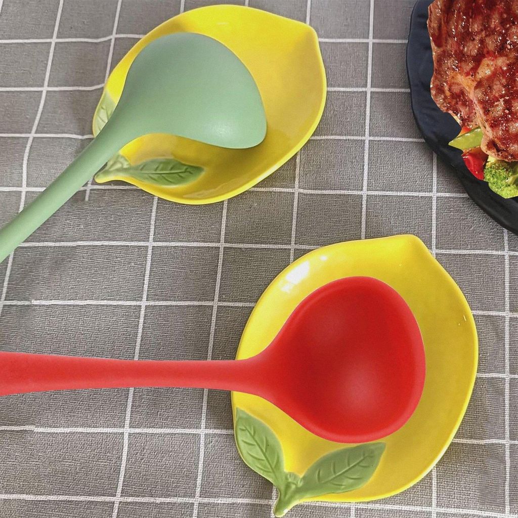 2 Stück Keramik-Löffelablage, Zitronenlöffelablage für Küchentheke, hitzebeständiger Utensilienhalter für Herdplatte, Kochlöffelhalter für...