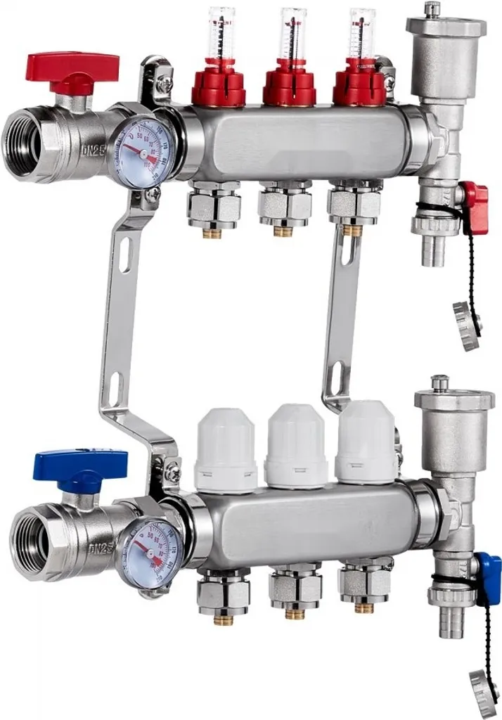 Distributeur chauffage sol 3 circuits - Indicateur débit 5L/min réglable - 9