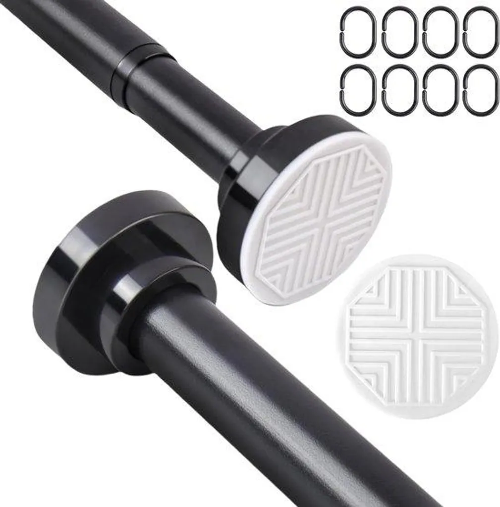 Barre de douche télescopique noire en inox réglable de 70 à 130 cm