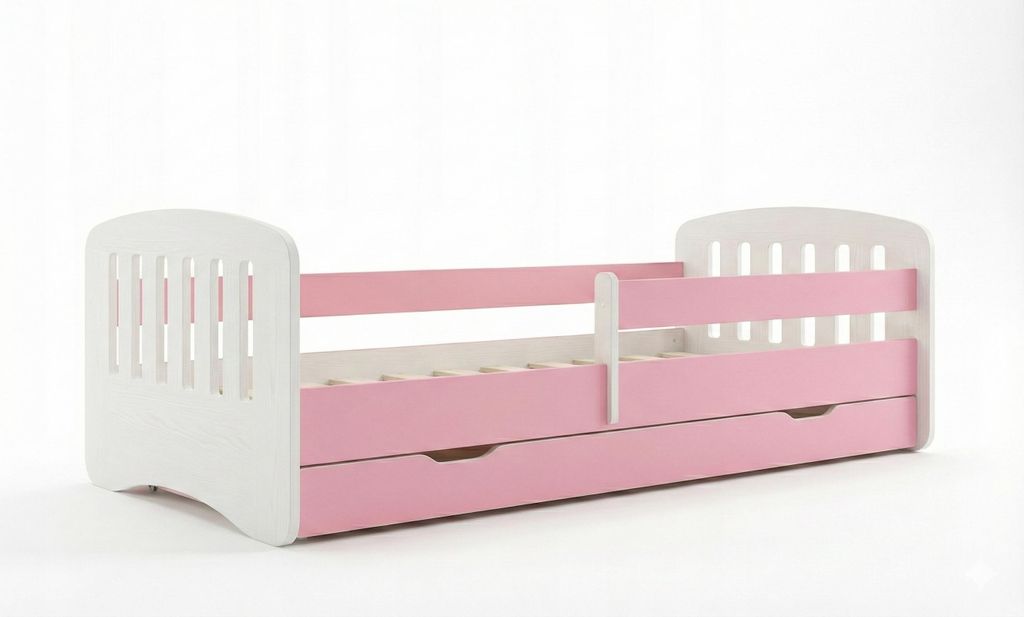Letto per ragazzi 180x90 cm bianco/rosa | Set completo con Immagine del prodotto 