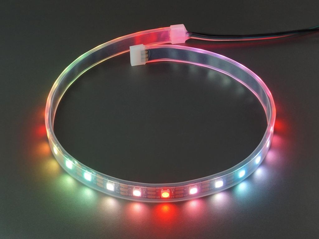BerryBase digitaler LED RGB NeoPixel Stripe, IP65 vergossen, 30 LEDs, schwarz, 50cm mit Kabelanschluss