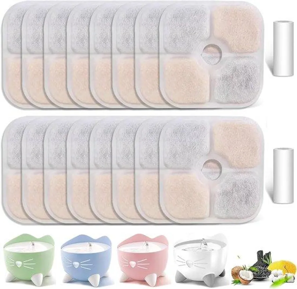 Filtre fontaine pour chat Pixi : Système triple avec résine et charbon