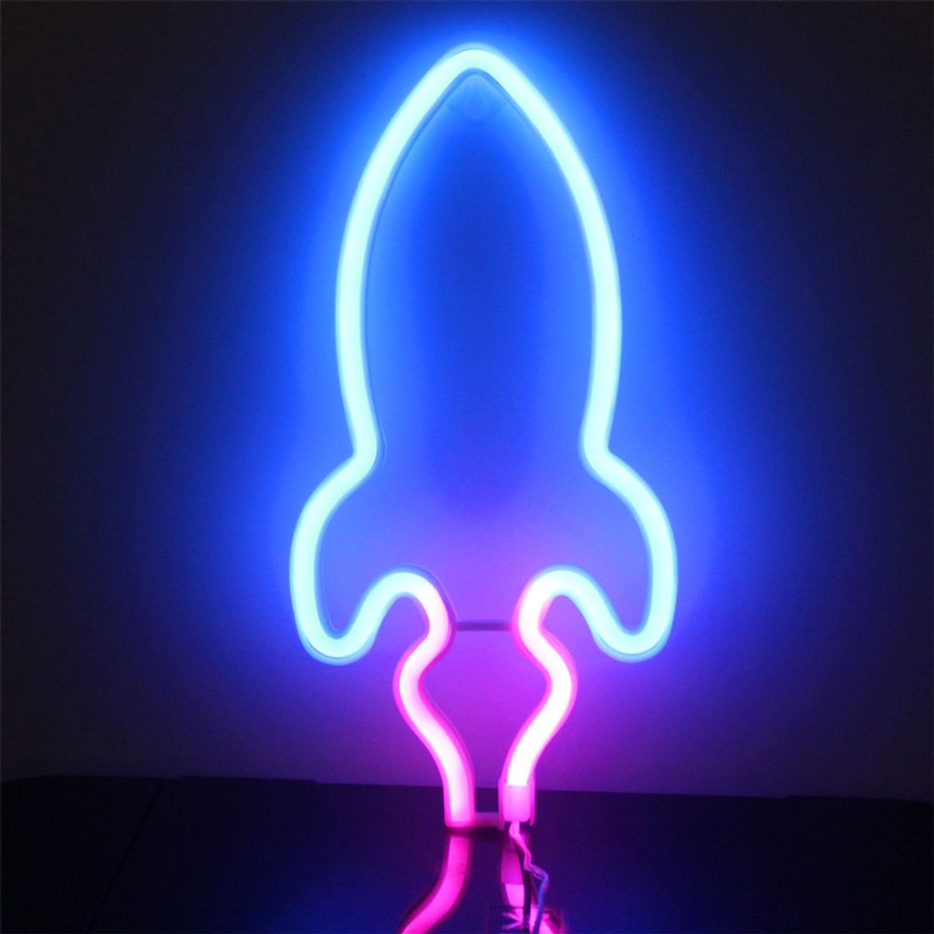 Rakete Leuchtreklame LED Neonlicht USB Batteriebetrieben Produktbild 