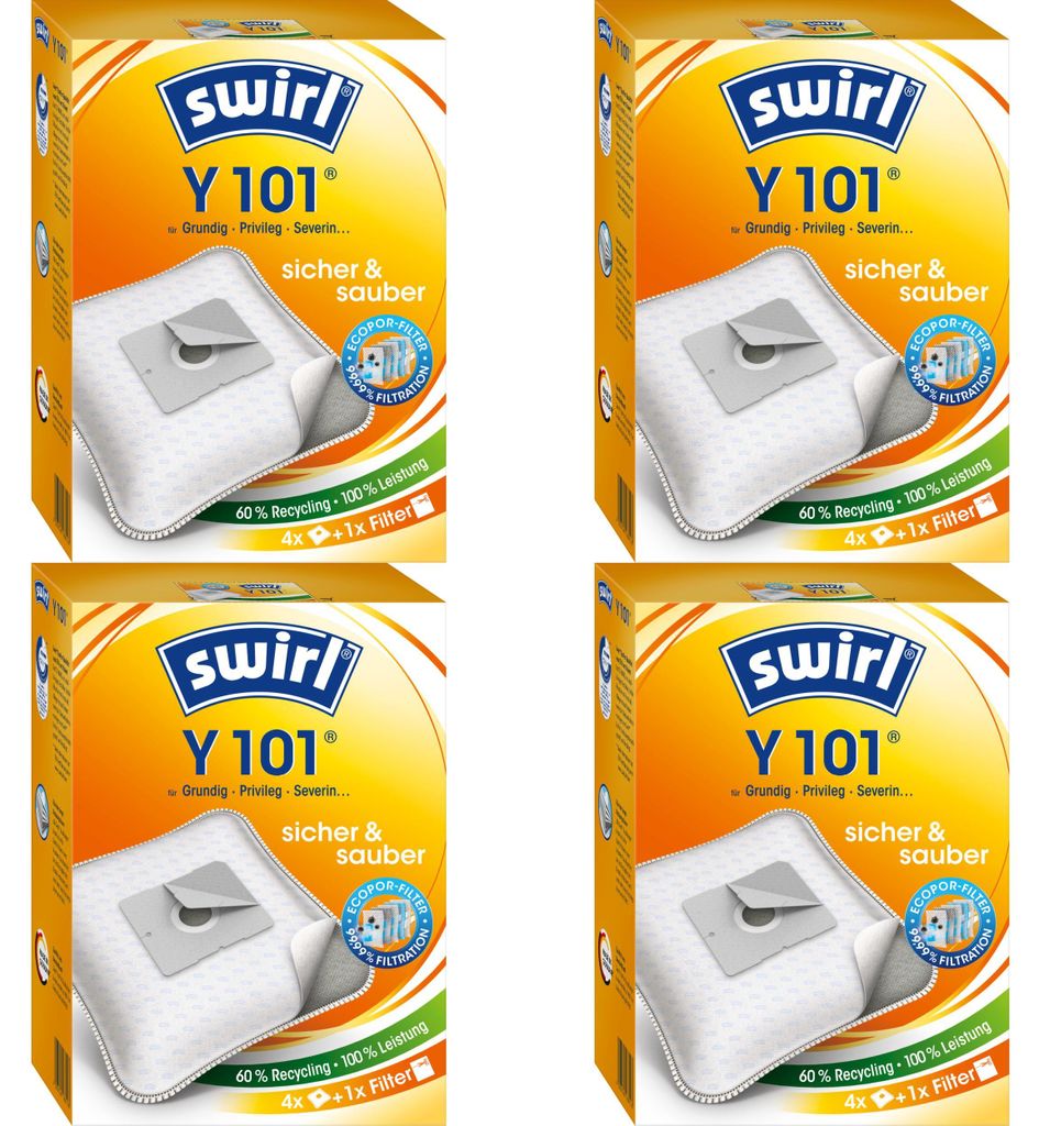 4 Pakete Swirl Staubsaugerbeutel Y101 / Y 101 EcoPor für Produktbild 