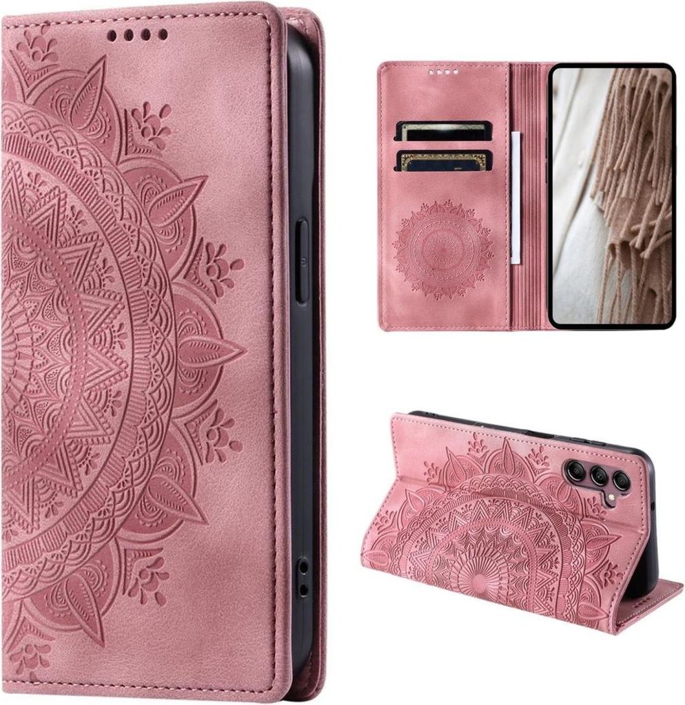 Hülle für Samsung Galaxy S23 FE Handyhülle Flip Case Cover Tasche Mandala Rose