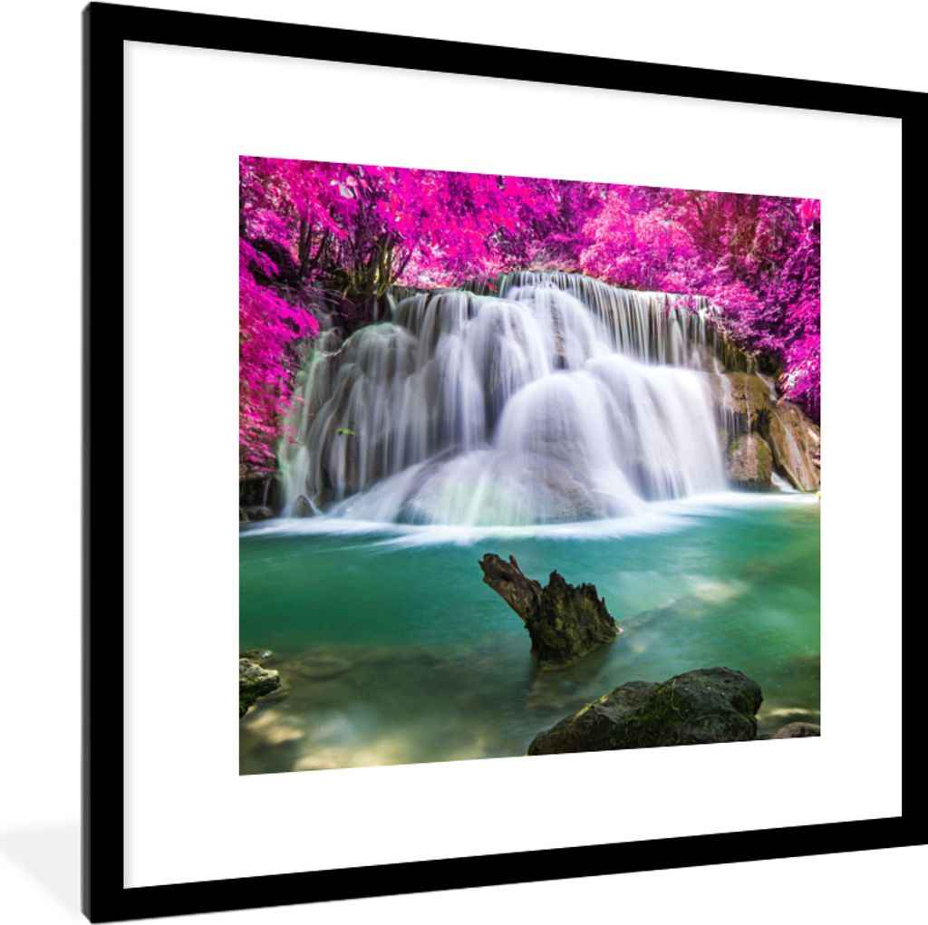 MuchoWow® Gerahmtes Poster Wasserfall - Rosa - Bäume 40x40 Produktbild 