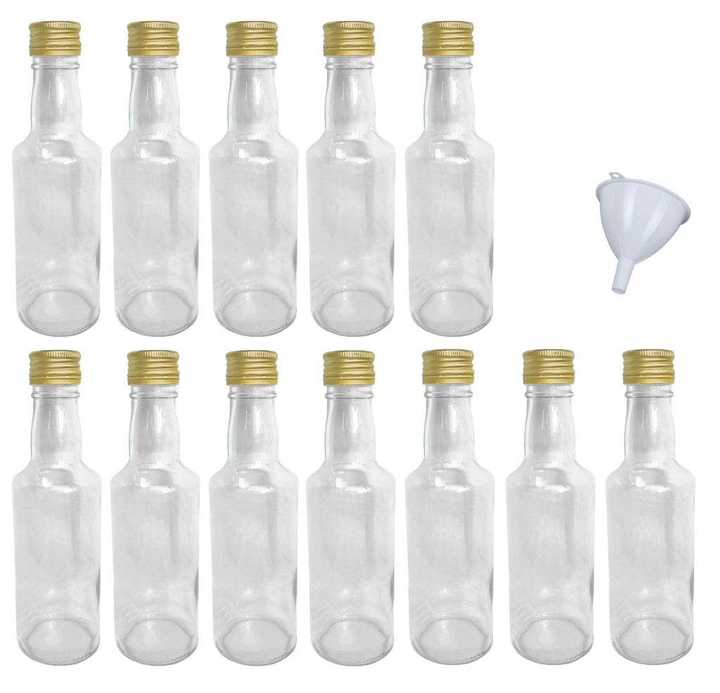 12 x 200 ml leere Glasflaschen Schnapsflasche Likör flasche Flasche 0,2 Liter 