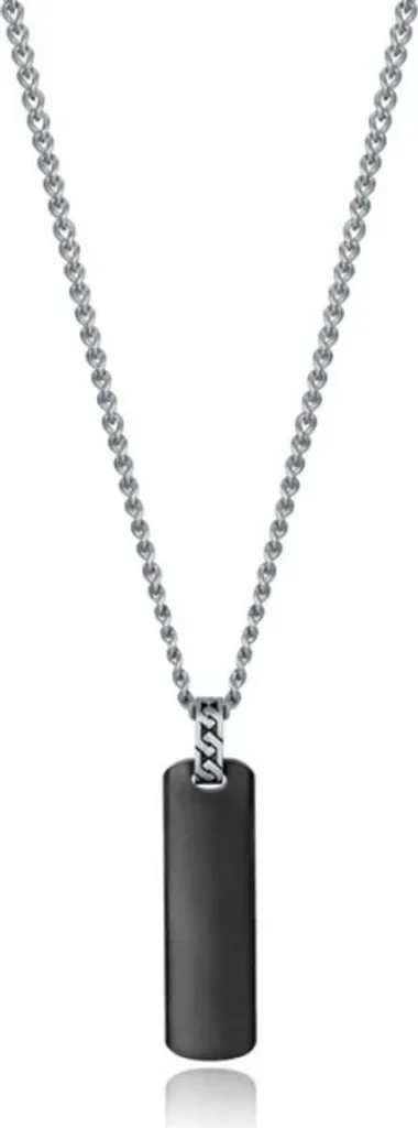Collier Pendentif Homme Noir Viceroy 15171C01010 Bijou Acier Design