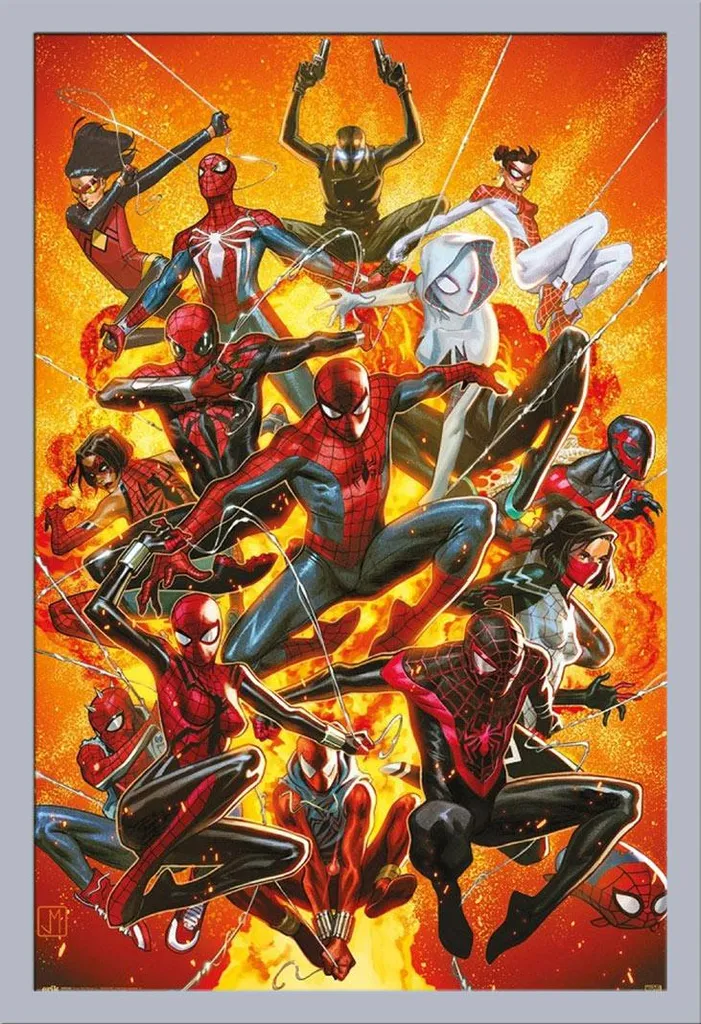 Poster Spider-Man avec Cadre Argenté en MDF et Vitre Acrylique 61x91