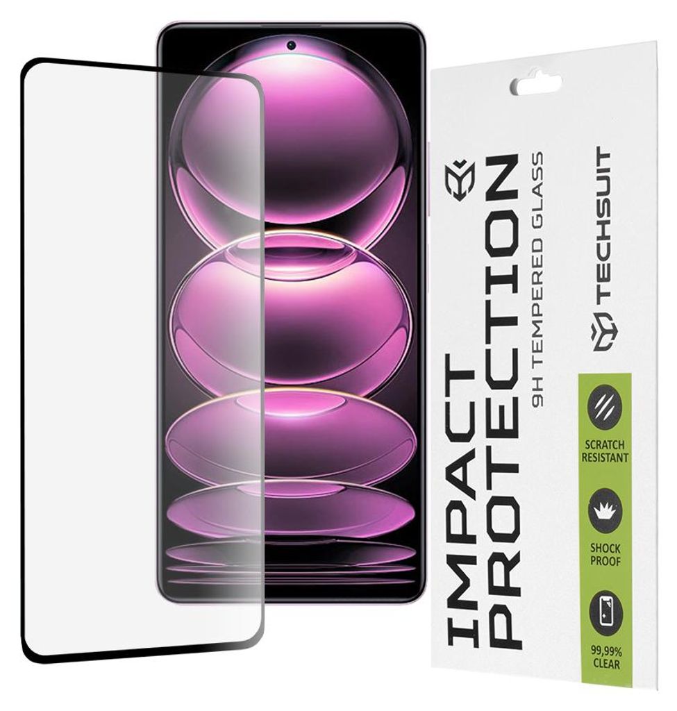 Techsuit Full Cover Impact Protection Displayschutzfolie für Xiaomi Redmi Note 12 Pro/12 Pro Plus / Xiaomi Poco X5 Pro - Schwarz