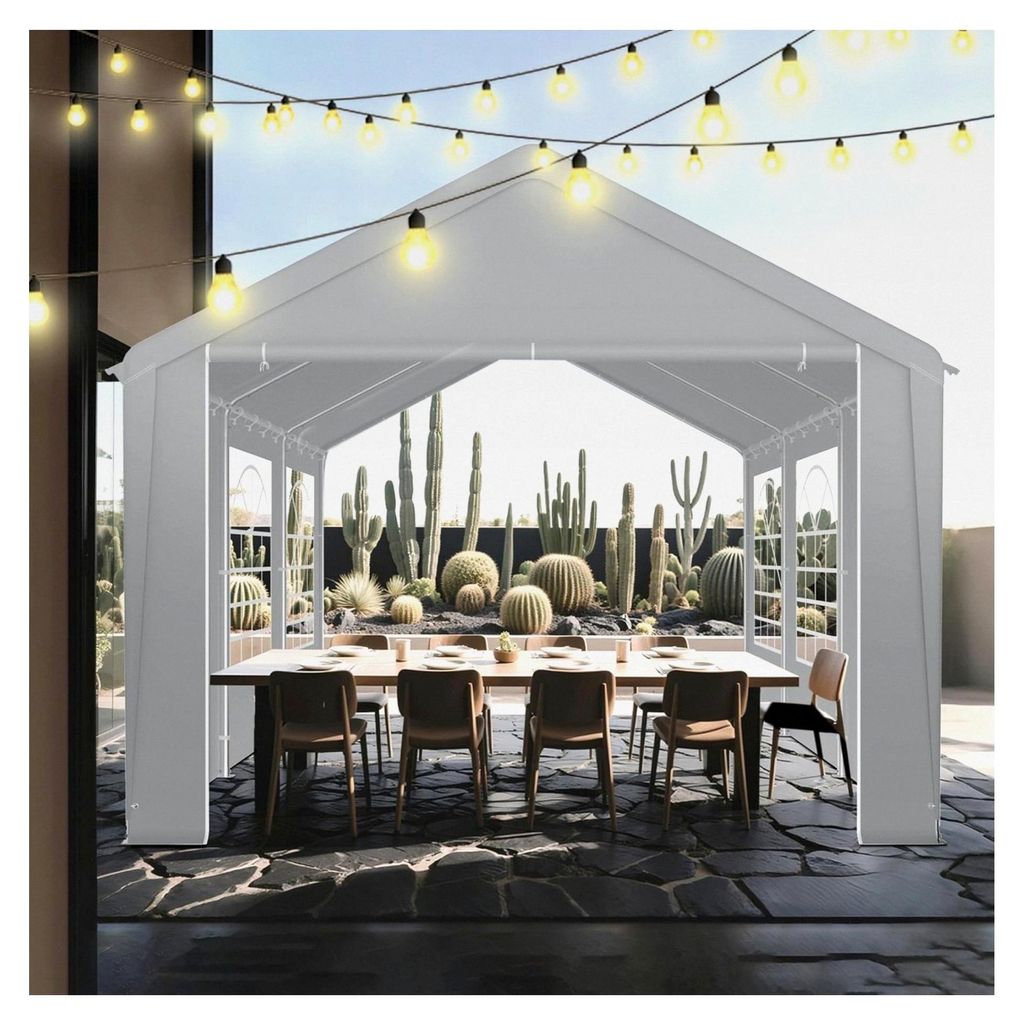 Partyzelt 3x6 m Pavillon mit Seitenwänden und Fenster UV-Schutz wasserdicht für Garten, Fest und Hochzeit (Grau)