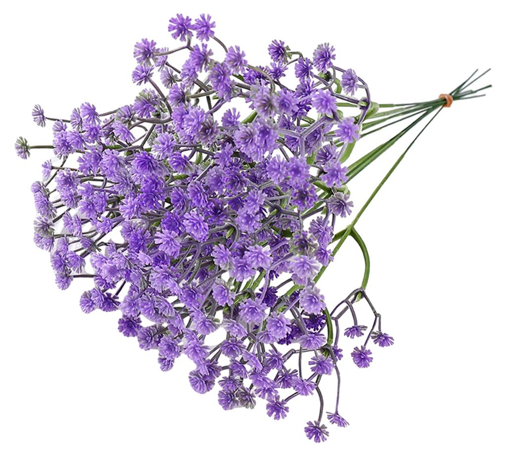 10 künstliche Schleierkraut-Blumen, täuschend echt wirkend, mit Stielen, ideal für Hochzeiten, Heimpartys und Gartendekorationen.