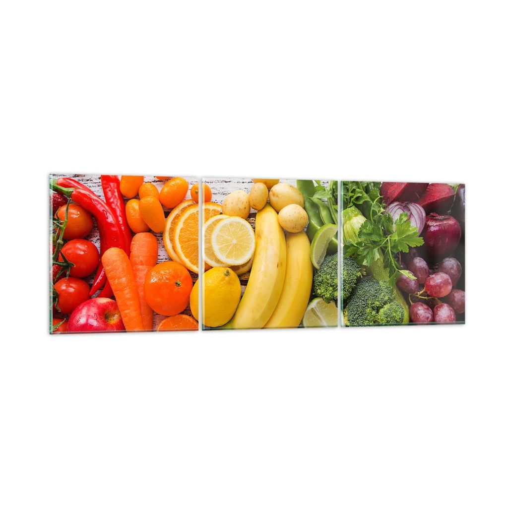 Bilder auf glas - Essen Gemüse Essen frisch - 150x50cm - Glasbilder - Wandbilder - Kunstdruck - zum Aufhängen bereit - Wanddekoration aus Glas - ...