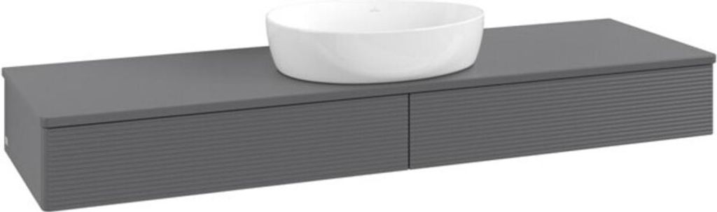V&B Waschtischunterschrank mit Frontstruktur Antao 160x50cm, WBP-farbe Lac, Anthrac. m Lac