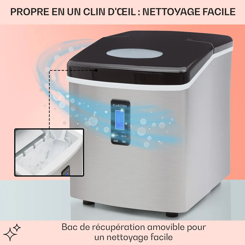 Ice Maker Rapide avec Alarme de Sécurité - Machine à Glaçons 2 Tailles