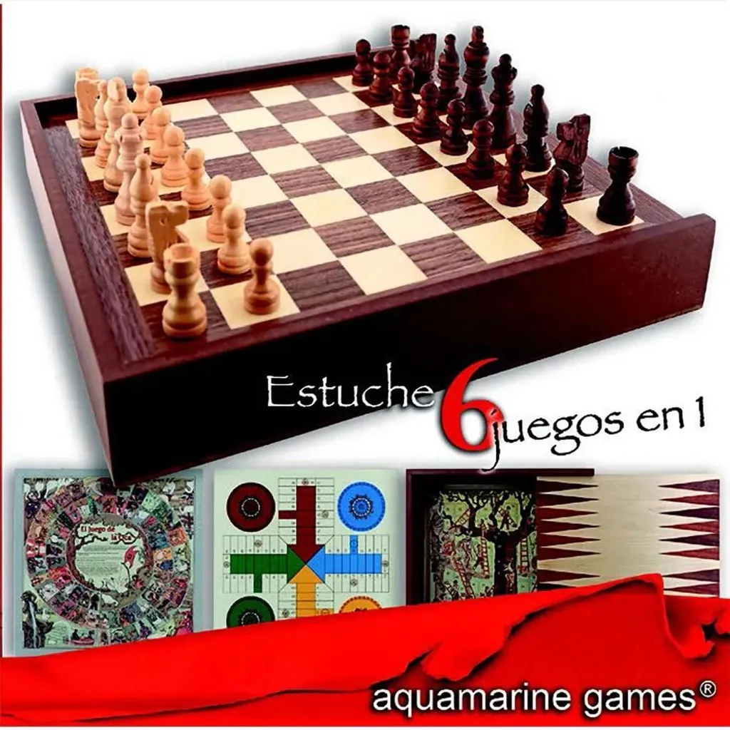 Compendium de Jeux de Société 6-en-1 Aquamarine Golden One Size Chic