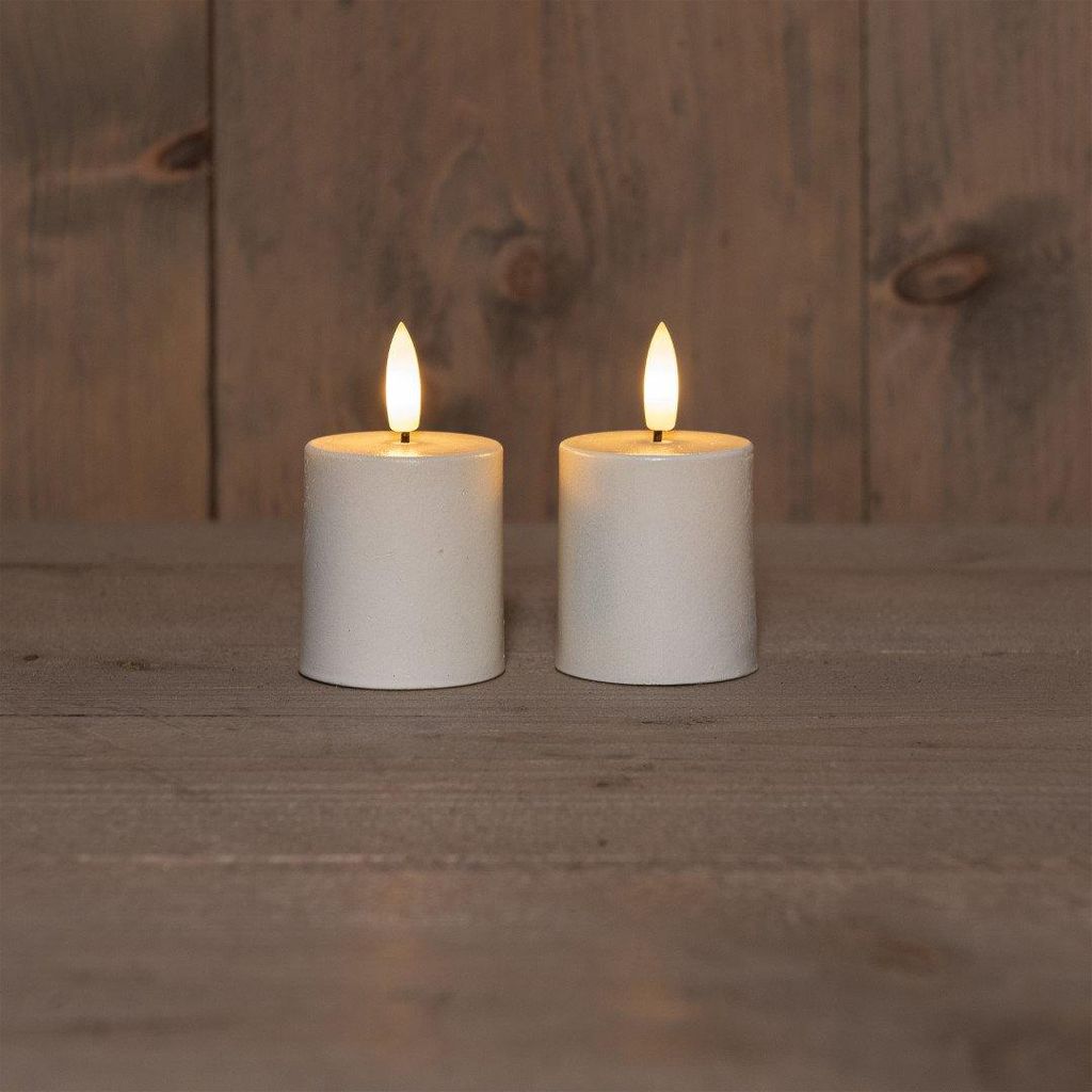 B.O.T. 2Pcs 3D Wick White Candle kaars 4,5X8 cm 2X2Aaa Productafbeelding 