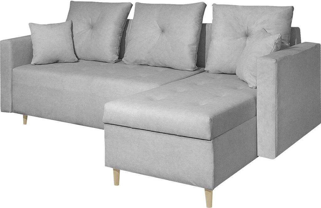 MARPUR Schlaf-Ecksofa OTTO I 230x145 cm Polstercouch in L-Form mit Schlaffunktion, mit Bettkasten und Kissen, universelle Seite, Stark Stoff ELEMEN...
