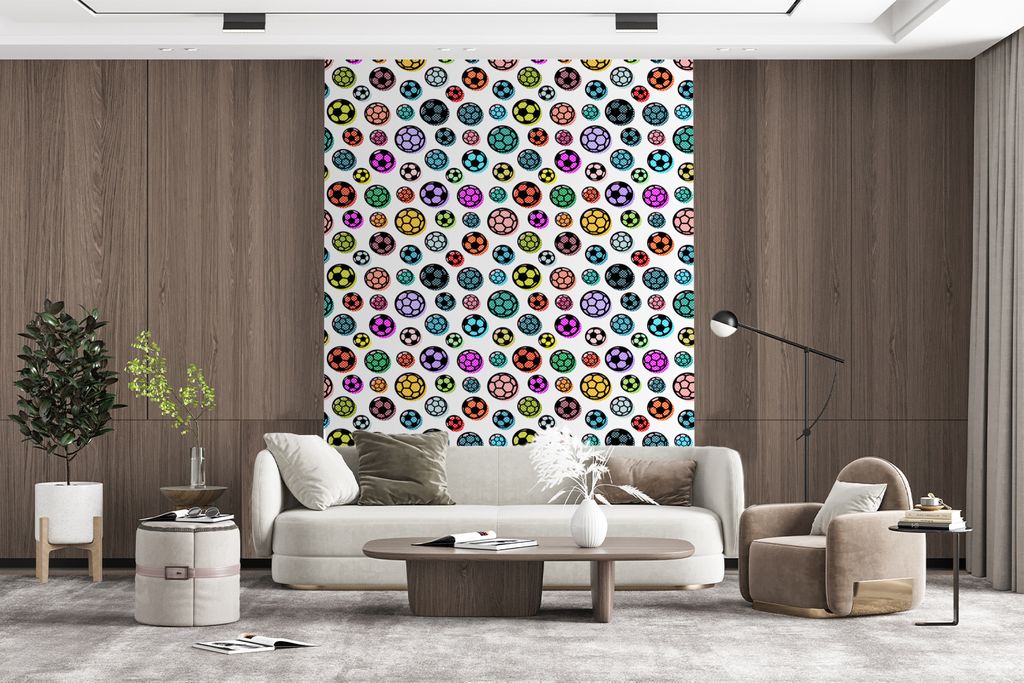 MuchoWow Fototapete für Wohnzimmer oder Schlafzimmer Wandtapete Vinyl Motivtapete Muster - Fußball - Sport - Jungen - Kinder - Kinder - 165x220...
